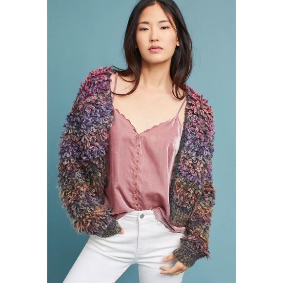 NWT Anthropologie Maeve Velvet Cut Out Camisole Scallop Edge Top in Mauve Pink M - Picture 3 of 15